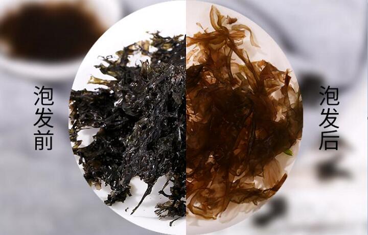 紫菜冷熱水泡發前后對比